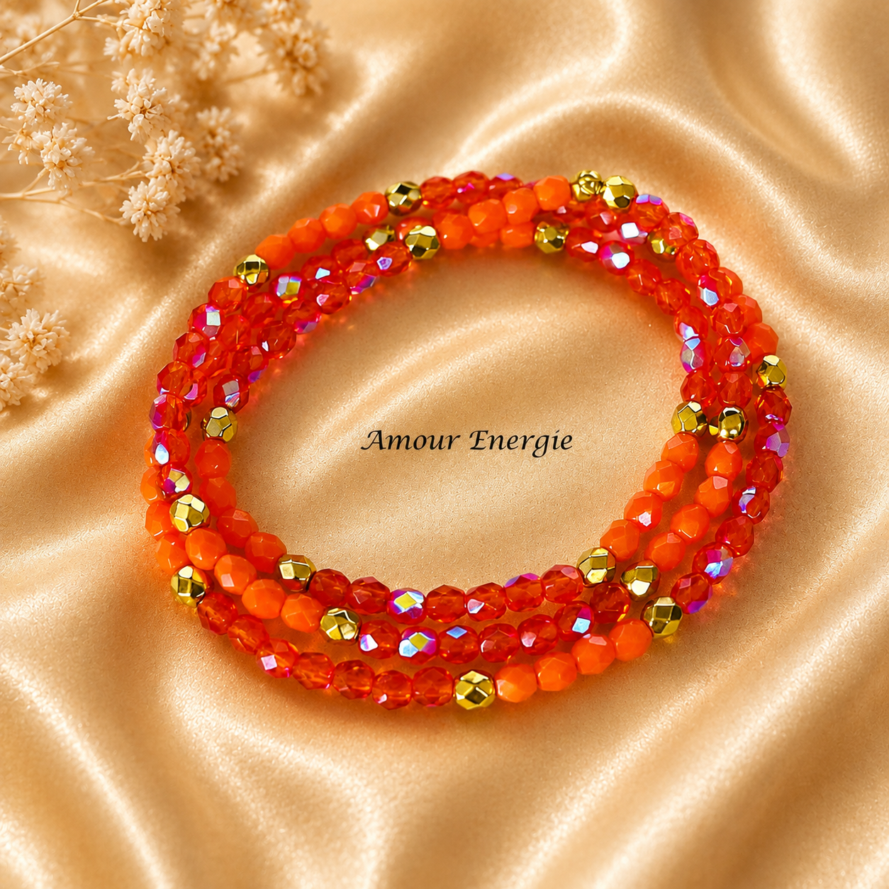Bracelet 2-en-1 en verre – Éclat Mandarine – Image 2