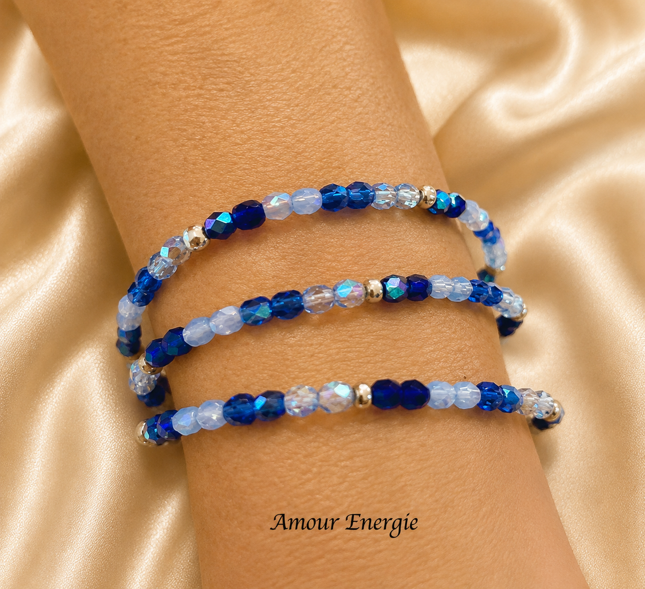 Bracelet 2-en-1 en verre – Bleu Énergie