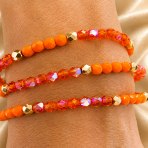 Bracelet 2-en-1 en verre – Éclat Mandarine