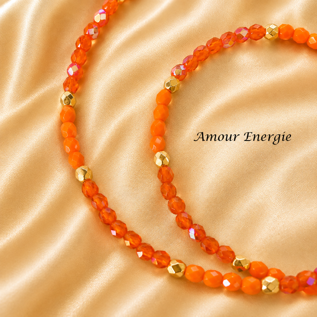 Bracelet 2-en-1 en verre – Éclat Mandarine – Image 3