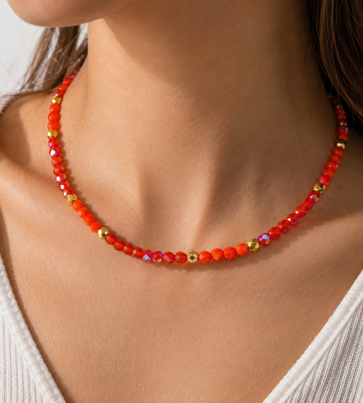 Bracelet 2-en-1 en verre – Éclat Mandarine – Image 4