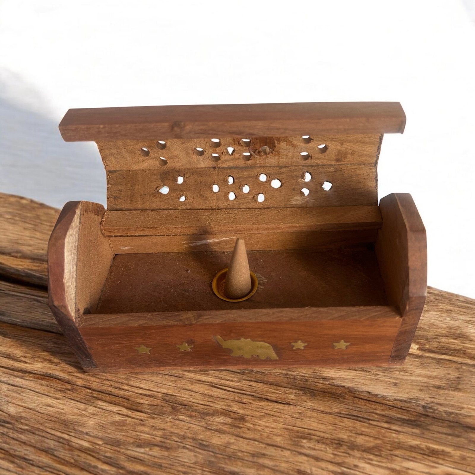Porte-Encens Coffre en Bois pour Cônes – Image 4