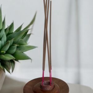 Porte-encens rond en bois