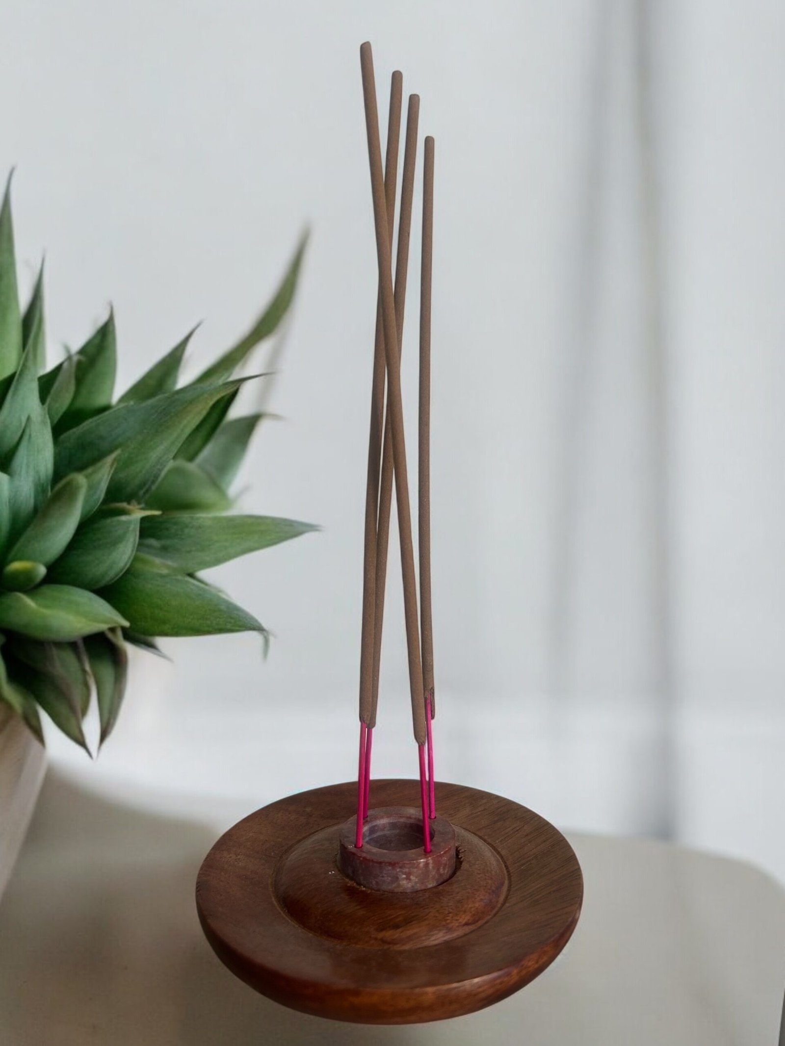 Porte-encens rond en bois