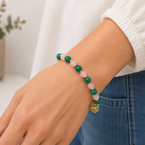 Bracelet Malachite & Quartz Rose Apaisement et sérénité