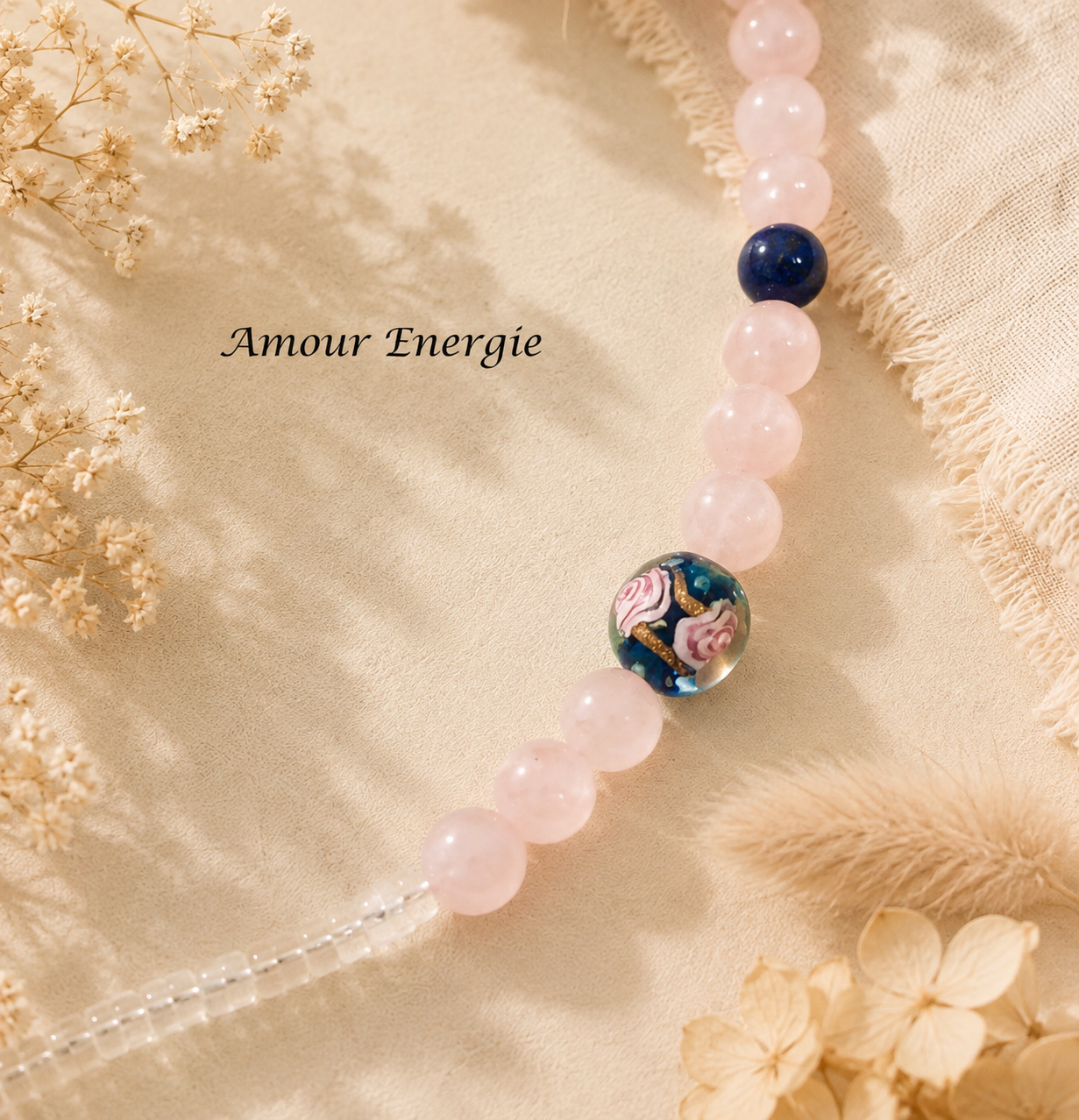 Collier Quartz Rose & Lapis-Lazuli – Cœur Swarovski – Image 5