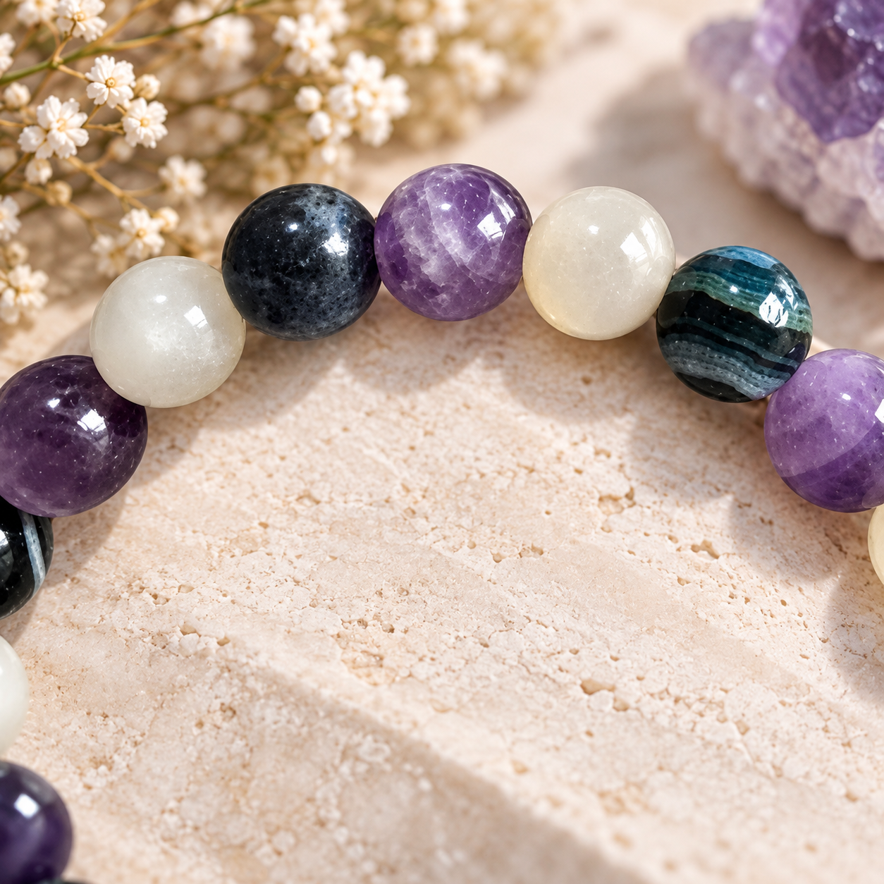 Bracelet Améthyste, Pierre de Lune & Sardonyx – Image 3