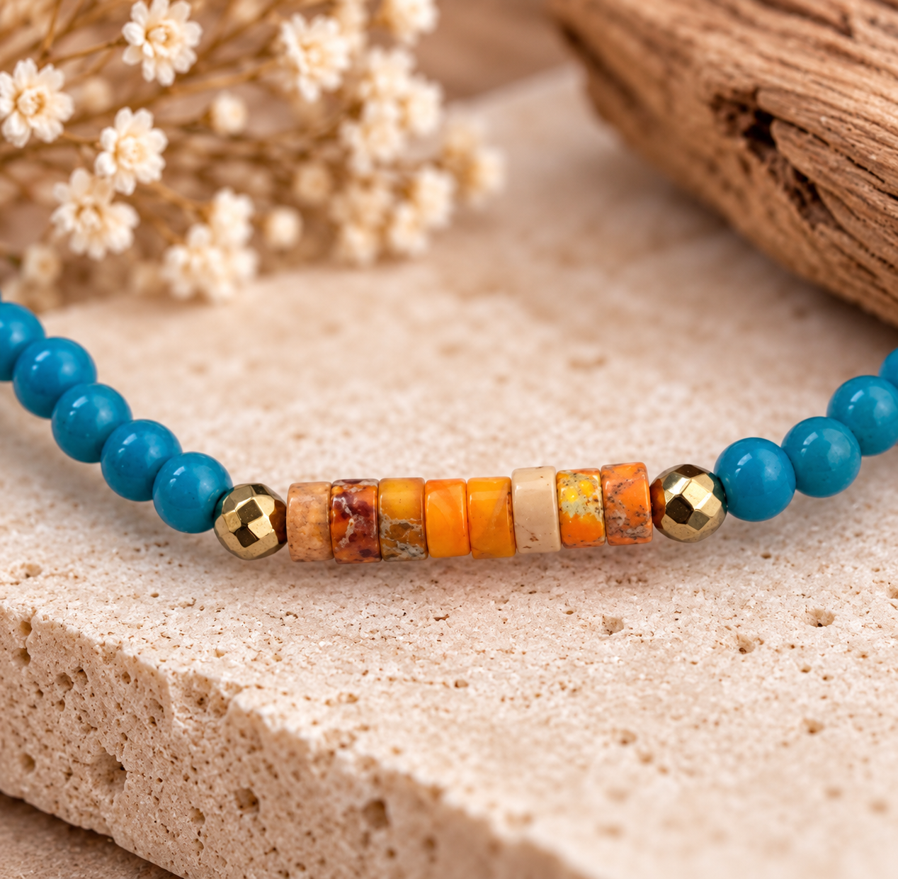 Bracelet fantaisie – Turquoise, Jaspe & Agate – Image 3
