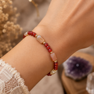 Bracelet Perles et Tubes Cornaline