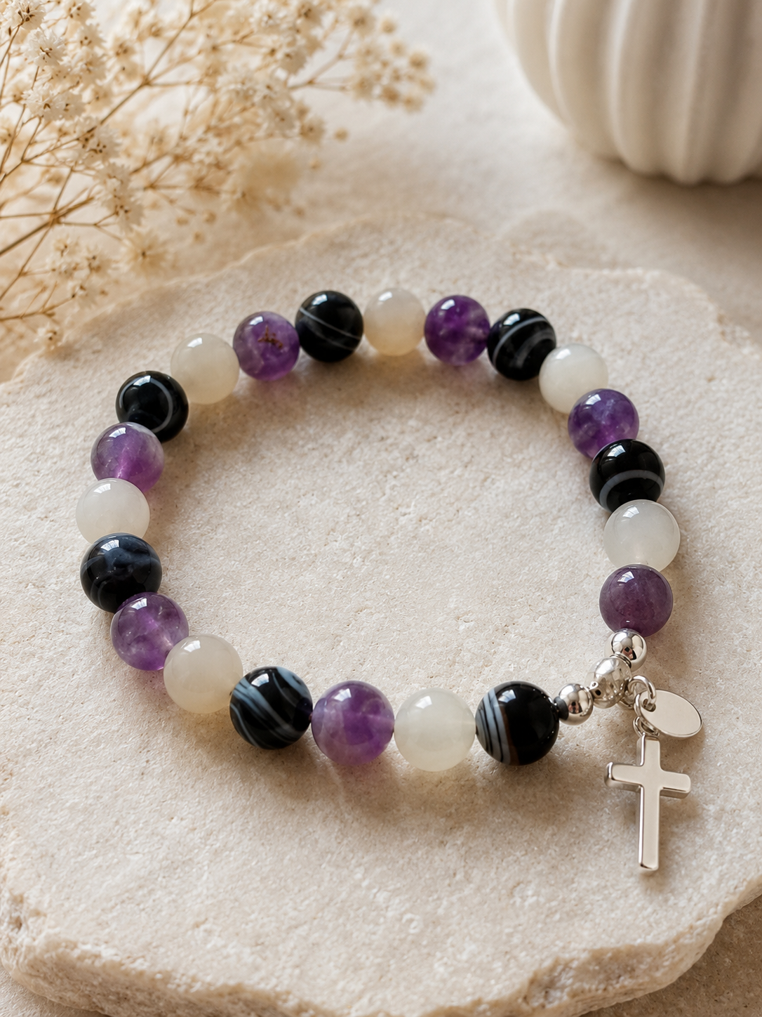 Bracelet Améthyste, Pierre de Lune & Sardonyx – Image 2