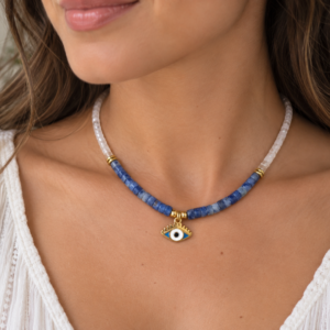 Collier Lapis-Lazuli/ Cristal/Œil Grec