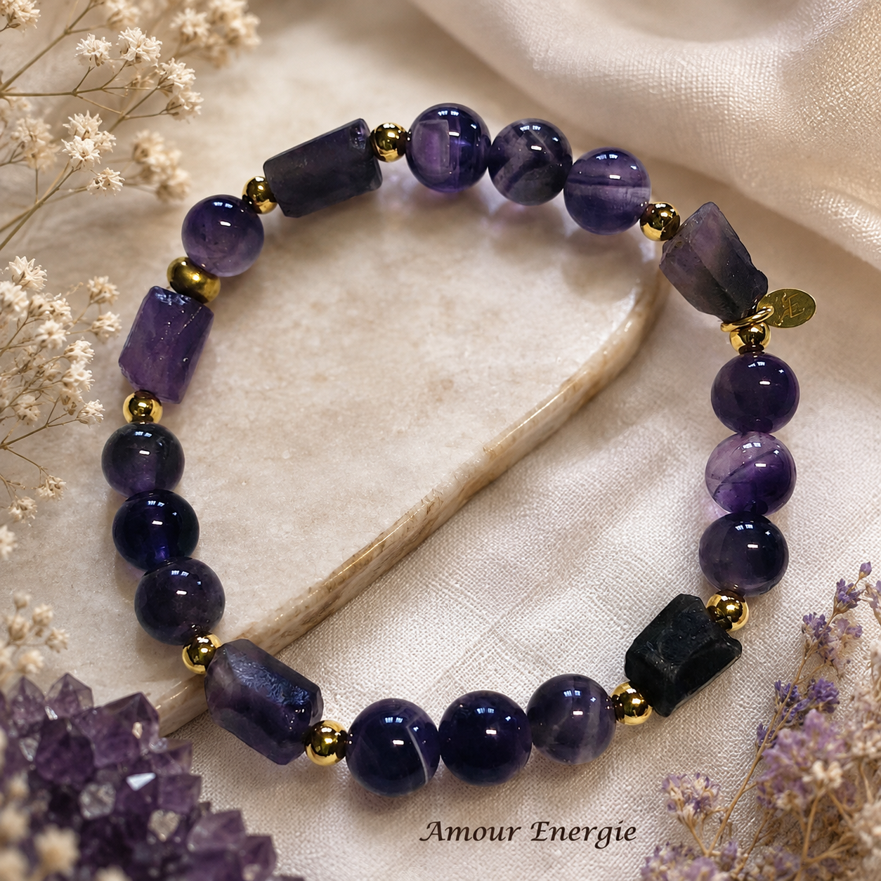 Bracelet Perles et Tubes Améthyste – Image 3