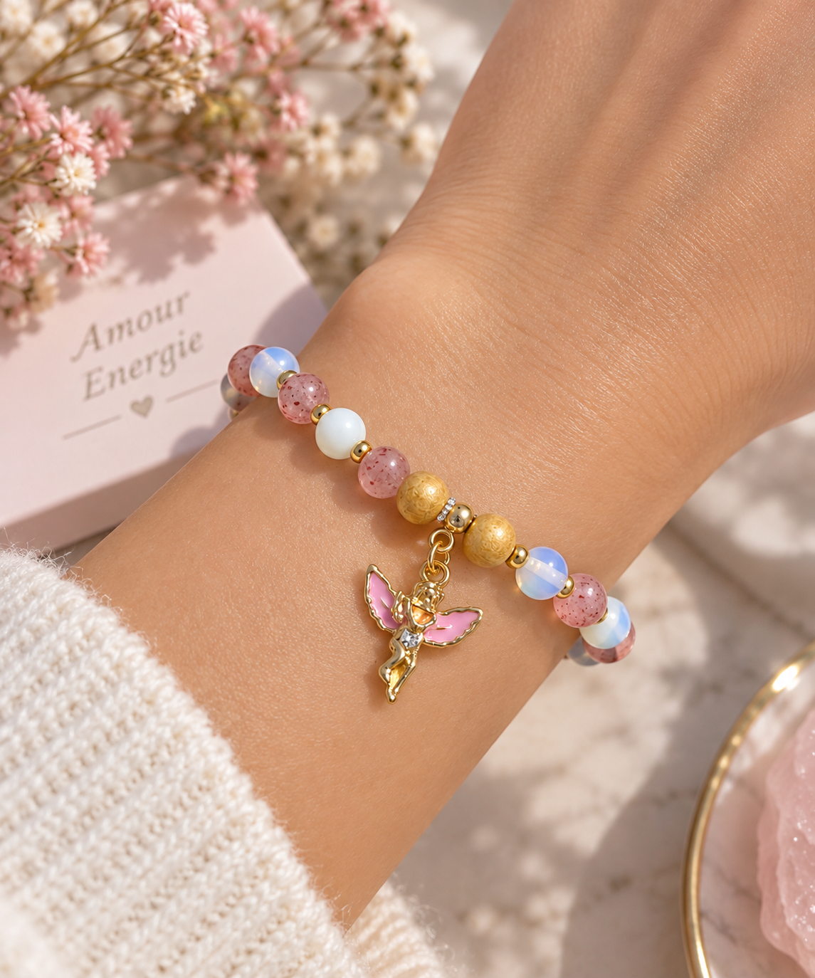 Bracelet Pierre de Lune, Muscovite & Bois « Douce Protection »