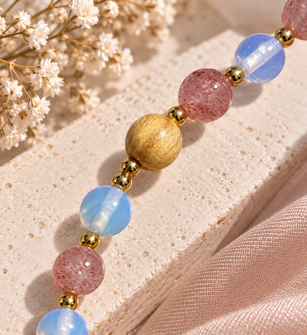 Bracelet Pierre de Lune, Muscovite & Bois « Douce Protection » – Image 4