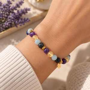 Bracelet Aigue Marine, Améthyste, Citrine et Labradorite en pierres Naturelles