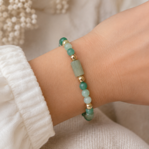 Bracelet Perles et Tubes Aventurine Verte