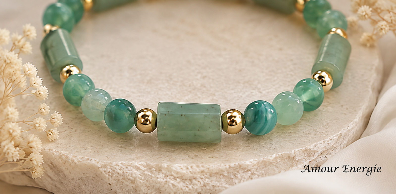 Bracelet Perles et Tubes Aventurine Verte – Image 3