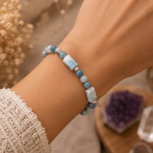 Bracelet Perles et Tubes Larimar et Trolleite