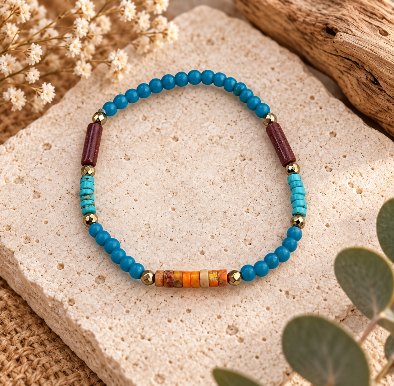 Bracelet fantaisie – Turquoise, Jaspe & Agate – Image 2