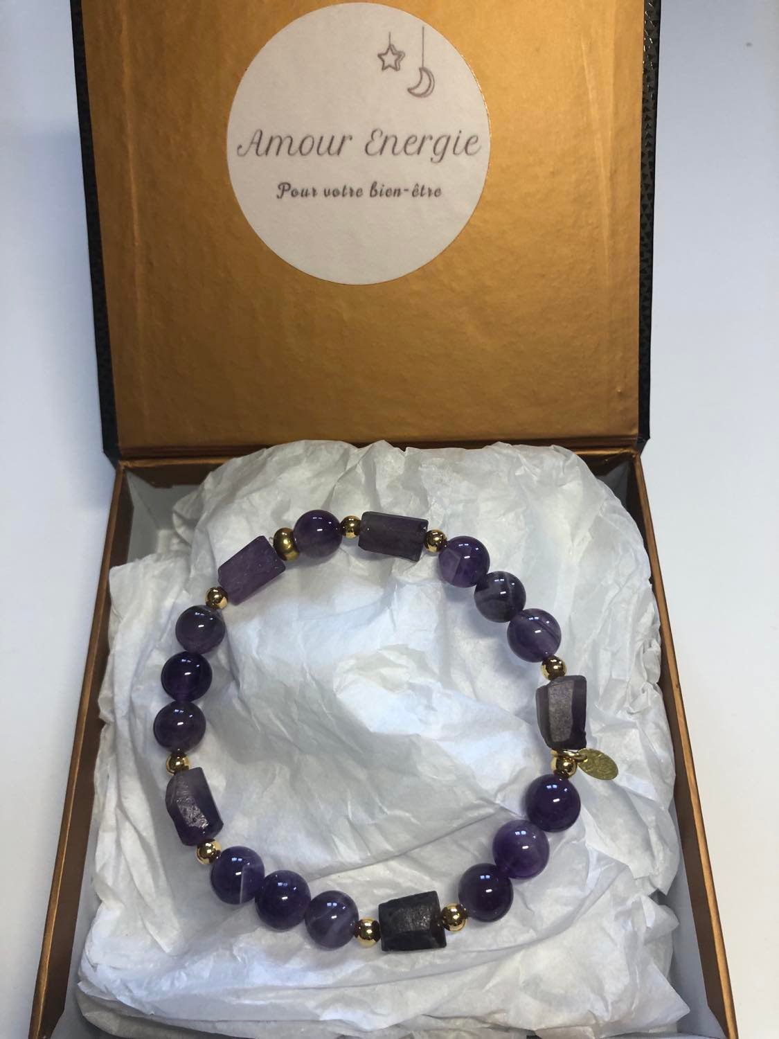 Bracelet Perles et Tubes Améthyste – Image 4