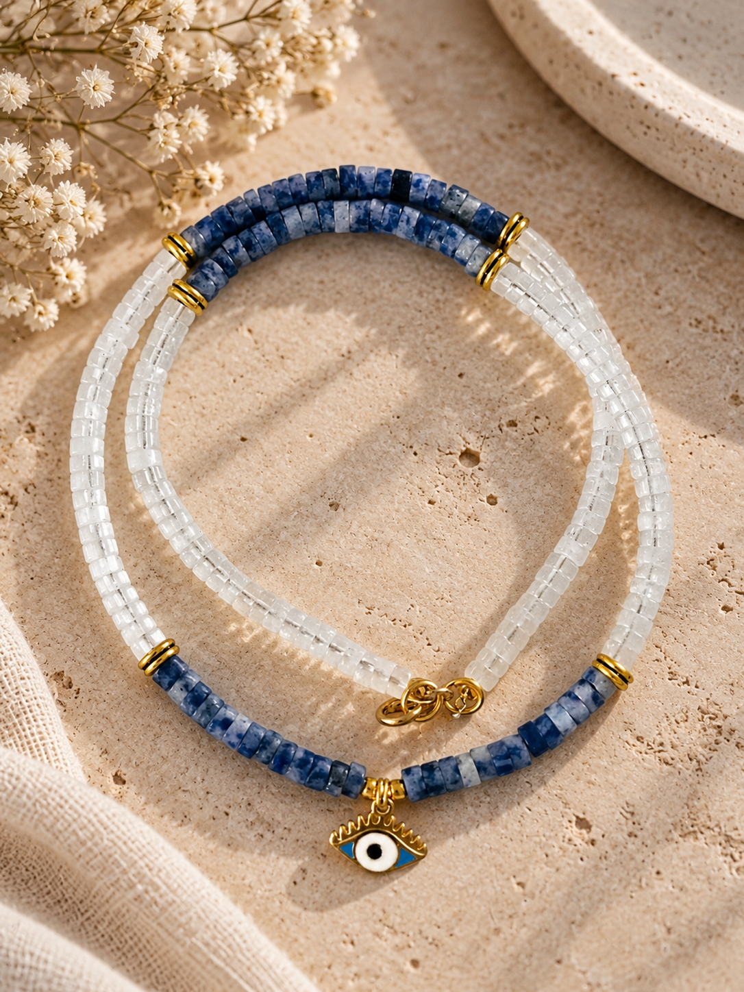 Collier Lapis-Lazuli/ Cristal/Œil Grec – Image 2