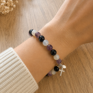 Bracelet Améthyste, Pierre de Lune & Sardonyx
